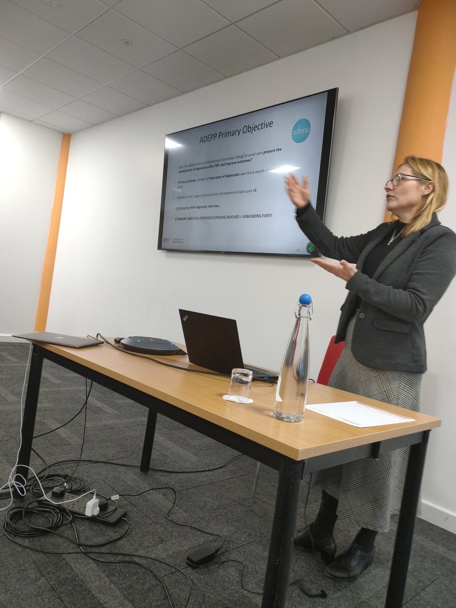 Professor Rachel Upthegrove, Chief Investigator of adepp providing an overview of the trial #adeppinvestigatormeeting #mentalhealthresearch