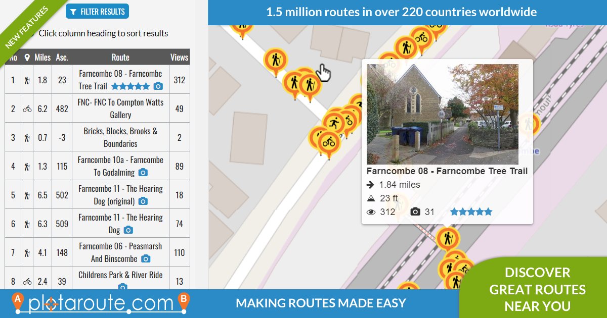 plotaroute's tweet image. NEWS - Our Route Finder now has a new Ascent Filter (to find hilly routes) and Popularity Filter (to find most popular routes). There are 1.5 million routes on @plotaroute in 220 countries. Discover great new routes near you at plotaroute.com #running #walking #cycling