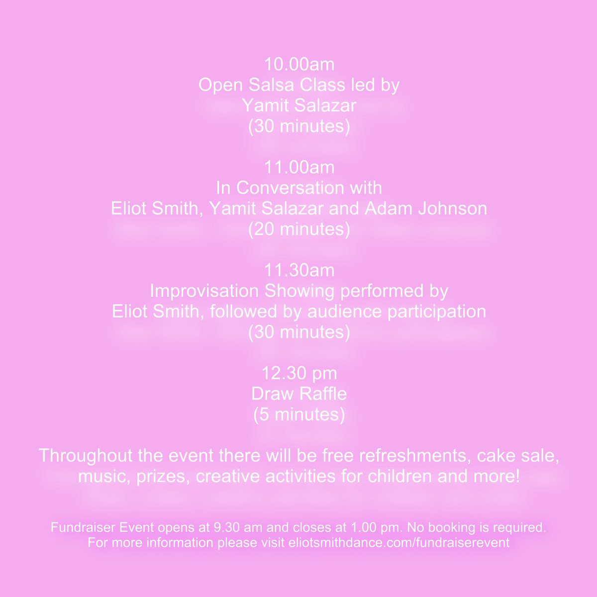 Announcing our event schedule for our upcoming #Fundraiser Event 💫 🗓️ Saturday 18 February 2023, from 9.30 am - 1.00 pm 📍 Trinity Centre, #Gateshead, NE8 1EP No booking is required. For more information please visit: eliotsmithdance.com/fundraiserevent