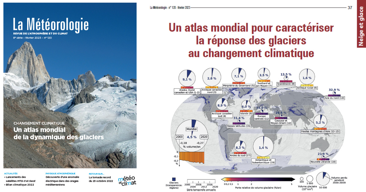 MeteoClimat's tweet image. 📢 📘 Le n°120 de la revue #LaMeteorologie est en ligne sur notre portail dédié ! Au sommaire ce trimestre :
☑️ Bilan #climatique #2022🌡
☑️ Atlas mondial de la dynamique des #glaciers❄️
☑️ Anomalie électrique dans des #orages #méditerranéens 
👉  bit.ly/3RjngYY