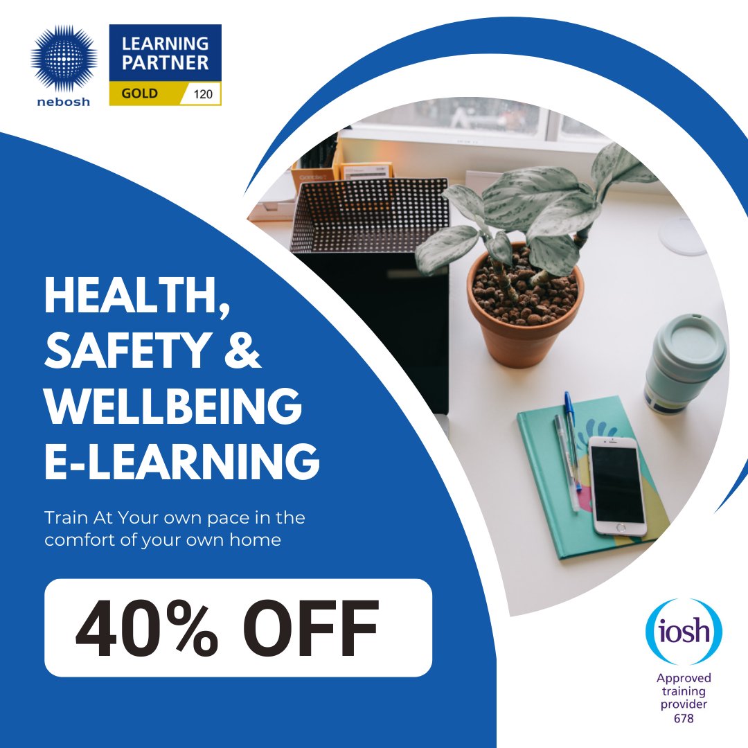 Our e-learning courses have been developed by expert tutors - Now with 40% off - including the popular IOSH Managing Safely, NEBOSH IIRSM Certificate In Managing Risk &amp; Working with Wellbeing  - tinyurl.com/bd8f5rkp

#HSE #iosh #nebosh #managingsafely #elearning