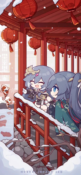 崩壊3rd公式weiboより《フカ 誕生日 ミニキャライラスト壁紙配布》 