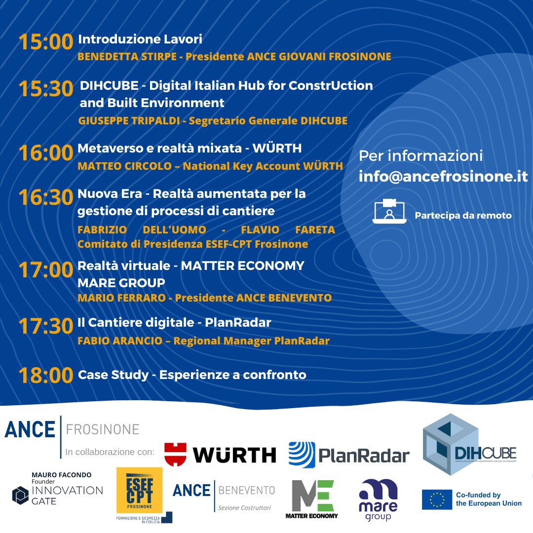 AnceFrosinone's tweet photo. Ci siamo ! Il grande giorno è arrivato, mancano davvero poche ore!
#ance #ancefrosinone #ancegiovanifrosinone #digitalday #innovazionedigitale #edilizia #mondodellecostruzioni #software #metaverso #planradar #dihcube #mattereconomy #nuovaera https://t.co/OA4DyFJ9Lb