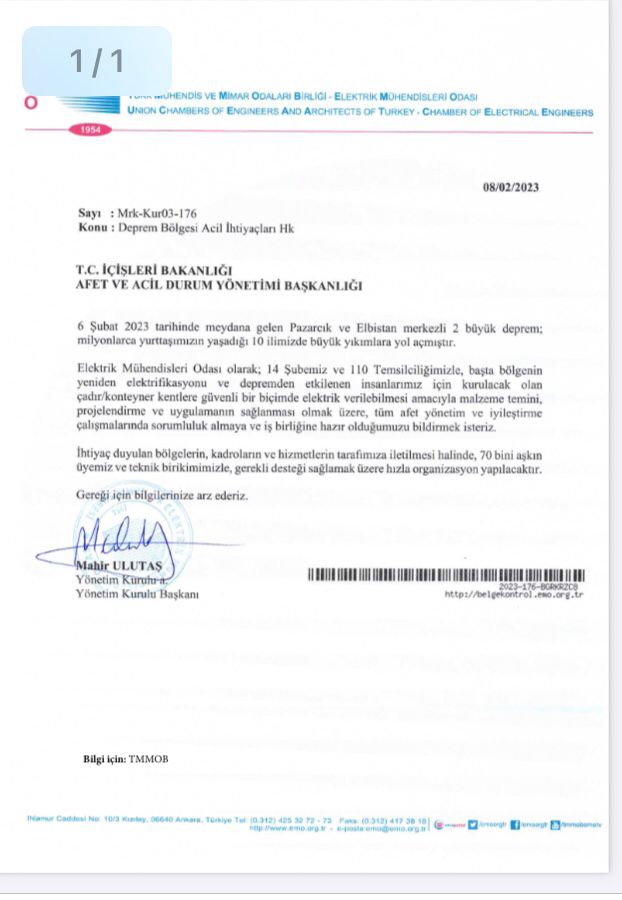 Elektrik Mühendisleri Odası'nın çadır/konteyner kentlerin tesisatı ve elektrifikasyonu için gönüllülük esasıyla destek verme taleplerinin AFAD tarafından reddedildiğini öğrendim.

AFAD'ın kararı kabul edilemez. 
Gün husumet değil dayanışma günüdür. Karar gözden geçirilmelidir.