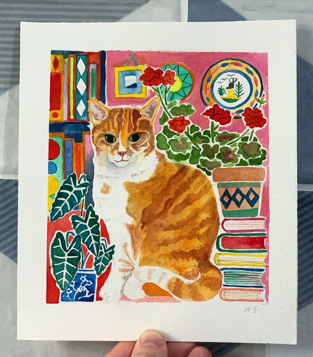 'Marlon' a new commission. Please get in touch if you would like me to capture a beloved pet on paper 🐱🌿