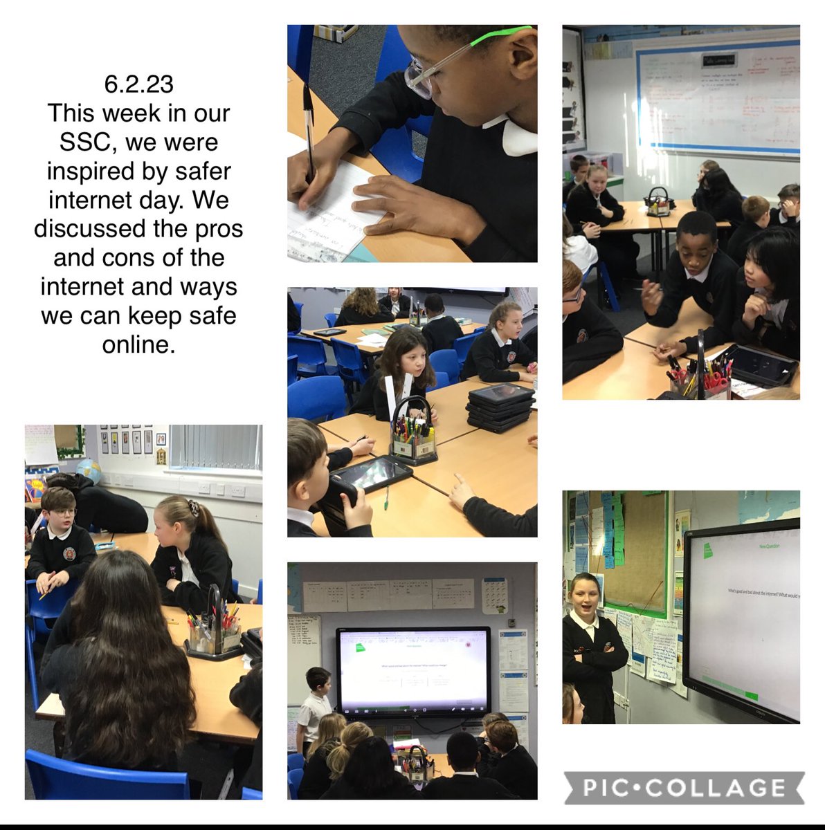 MissCamm1's tweet photo. Inspired by safer internet day, year 6 discussed the positive and negatives of using the internet. @MrsPrattMPA #MoorsidePA #MoorsideComputing https://t.co/fQ2DTYxC8s
