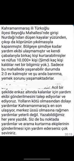Bir tane deprem zede arkadaşımızın mesajı lütfen elimizden geldiğince yayalım #Afad #YARDIMBEKLİYOR
