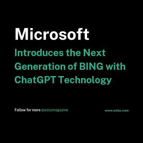 eZizzdotcom's tweet photo. Say goodbye to ordinary search engines and hello to the future with the all-new Bing powered by ChatGPT technology! Get ready for a smarter, more personalized search experience that makes finding what you need a breeze.
.
.
.
.
#BingChatGPT #chatgpt #bing #microsoft #google #ai https://t.co/BF4Nim1tDR