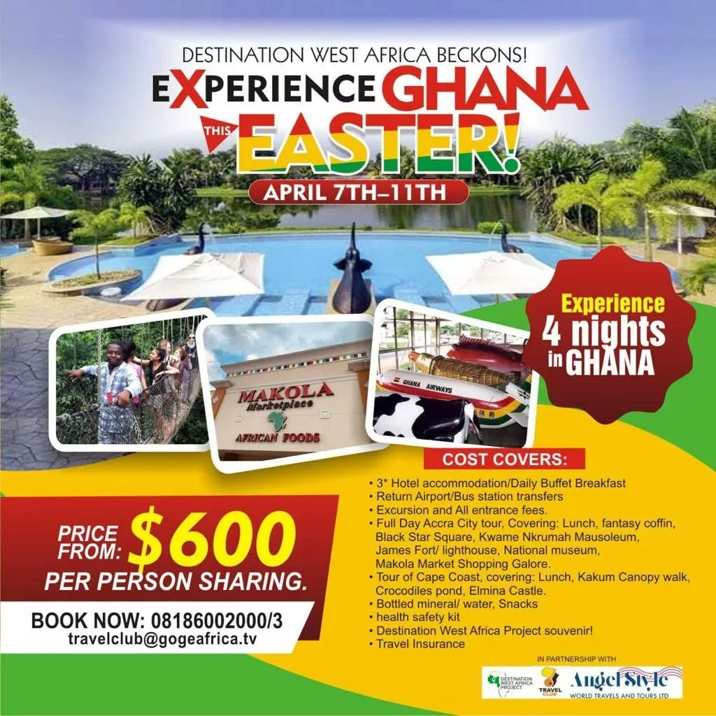 gogeafrica's tweet photo. Walk through the canopy walkway, and savour the airy goodness of nature at the Kakum National Park as Destination West Africa Beckons!
Experience 4-nights in Ghana this Easter!
April 7th โ 11th, 2023
Price from: $600 per person sharing.
#DWAP #DestinationWestAfricaProject https://t.co/utjrGRMDEB