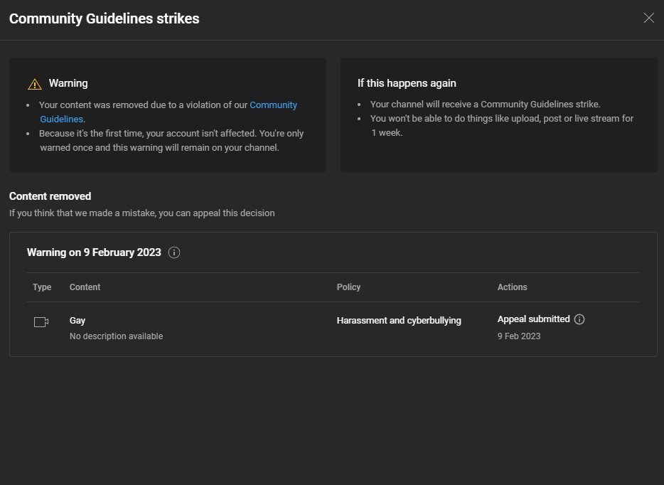 Zmurfus1's tweet photo. Today I got a community warning from youtube for... 
*checks*

Cyberbullying.

The video is taking the piss out of an edited image of myself, guys I hate to inform you we can no longer cyberbully ourselves.

@TeamYouTube https://t.co/DTsuY2W7gH