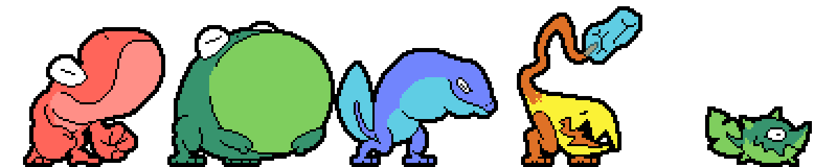 Minilinkki's tweet photo. WIP frogs! #gamedev #pixelart https://t.co/Rt8HARHe75