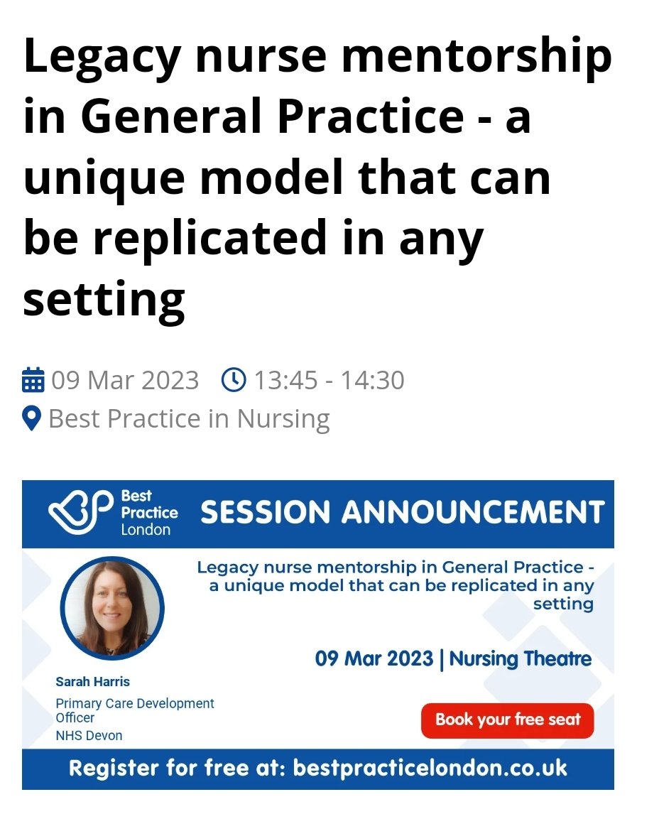 littleharris87's tweet photo. Attending @BestPracticeUK ? Come see us, and learn more about our legacy mentor programme @NHSDevon https://t.co/oGP2Si9nZ9