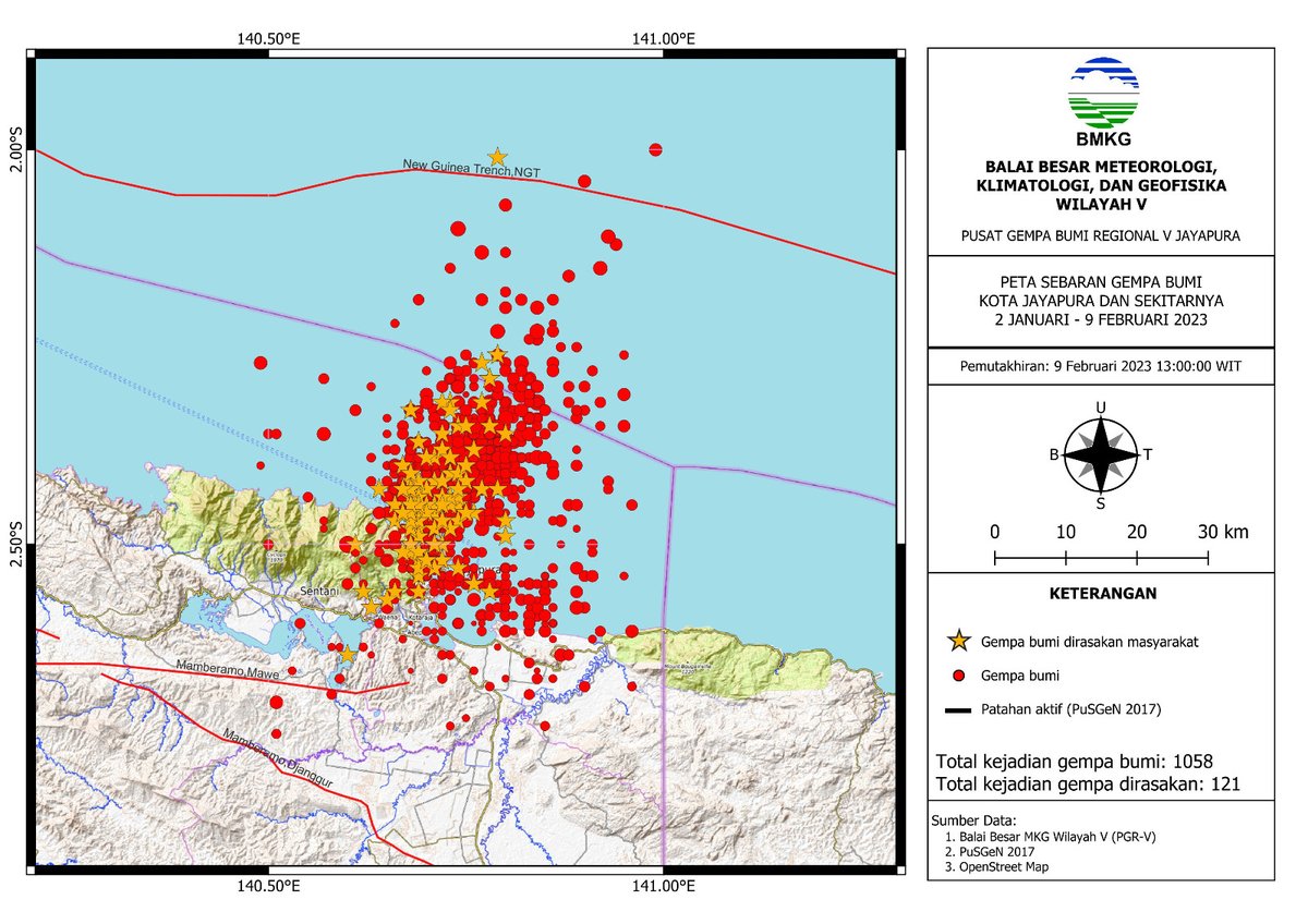 idextratime's tweet photo. Berdasarkan catatan BMKG sejak awal Januari hingga hari ini, tercatat telah terjadi 1058 kali gempa di sekitar kota Jayapura. 🥺

Pray for Jayapura.. 🙏 https://t.co/bNZGQqQ9pk