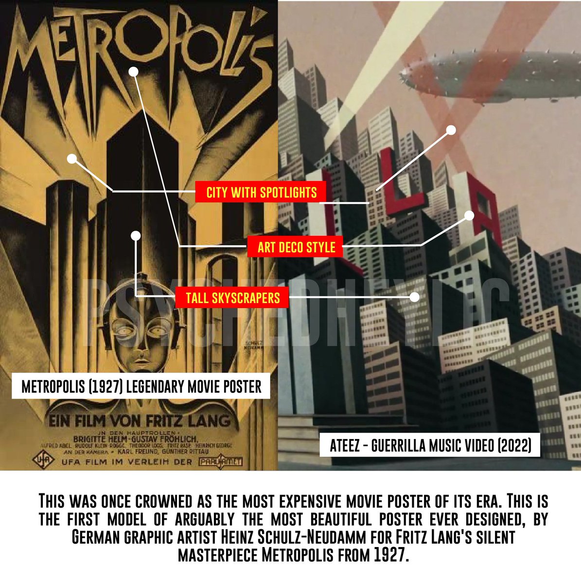 230209 Digipedi Director, Song Wonmo said that one reference of ATEEZ Guerrilla poster is inspired by Fritz Lang - Metropolis (1927). It's one of the most expensive movie poster &amp; most beautiful poster designed in its era.
📎n.news.naver.com/entertain/arti…
#ATEEZ #에이티즈 <a href="/ATEEZofficial/">ATEEZ(에이티즈)</a>