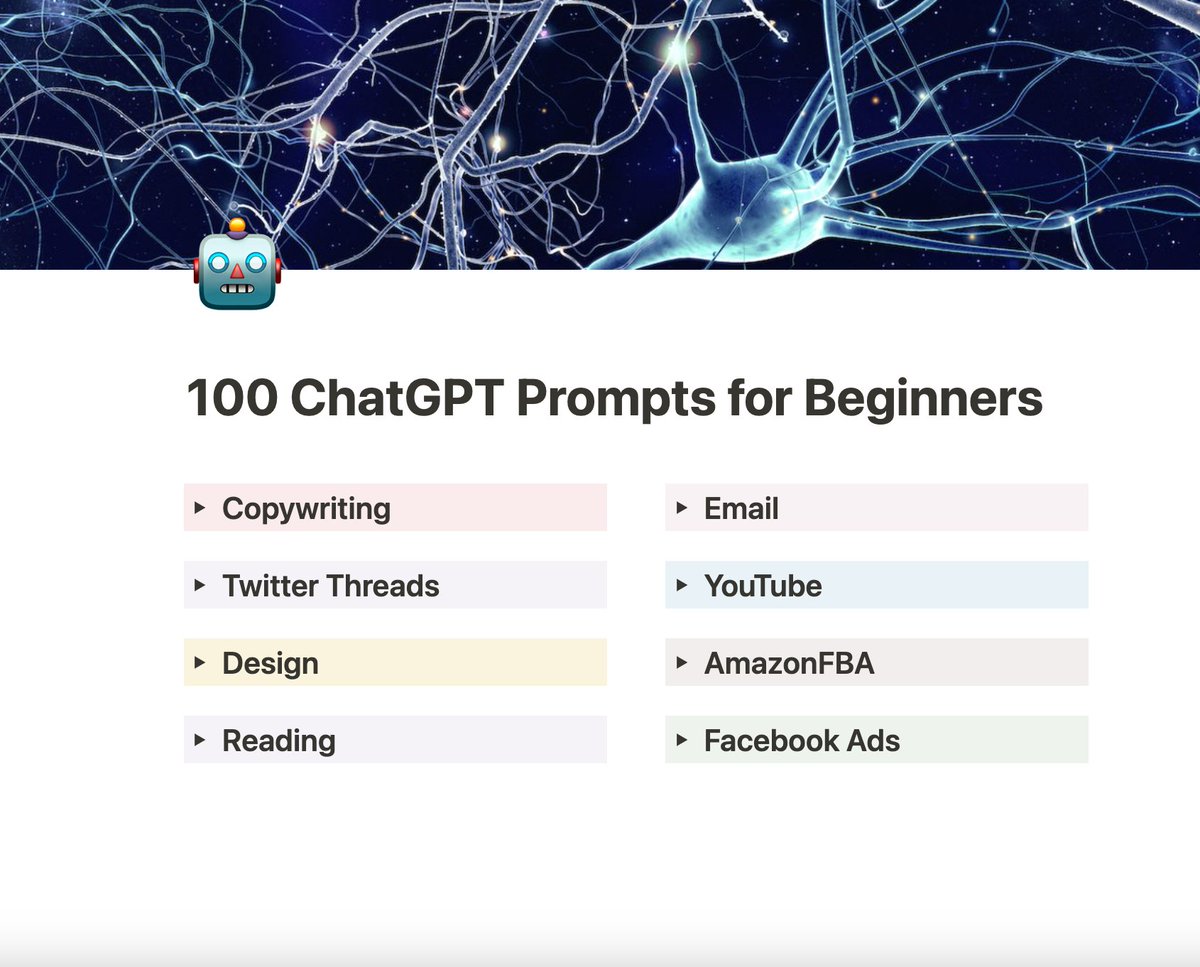 There’s 1000s of threads on ChatGPT

But most of us still have no idea how to use it

To help I curated a swipe file with 100 prompts you can practice with

Want me to DM it to you for free?

Like, RT &amp; Comment:

"Chat"

👉Must be following👈