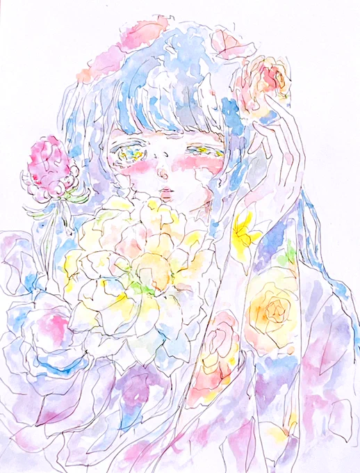 「君に癒される」#イラスト #透明水彩 #絵画 #art #illustration 