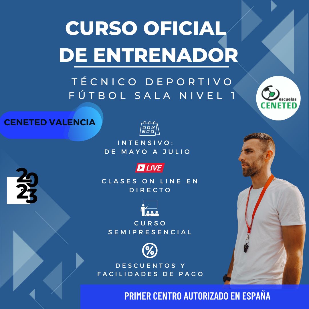 🔊🔊 SEGUIMOS CON MATRICULACIONES
<a href="/CENETEDValencia/">CENETEDValencia</a> 

Curso oficial de Técnico Deportivo en Fútbol Nivel Inicial (Nivel 1) de fútbol y fútbol sala ⚽️!!  
 -🔝 Curso Académico y 100% oficial 
- Inicio en Mayo
- 💯Formato semipresencial con clases online 
- 💣Descuentos