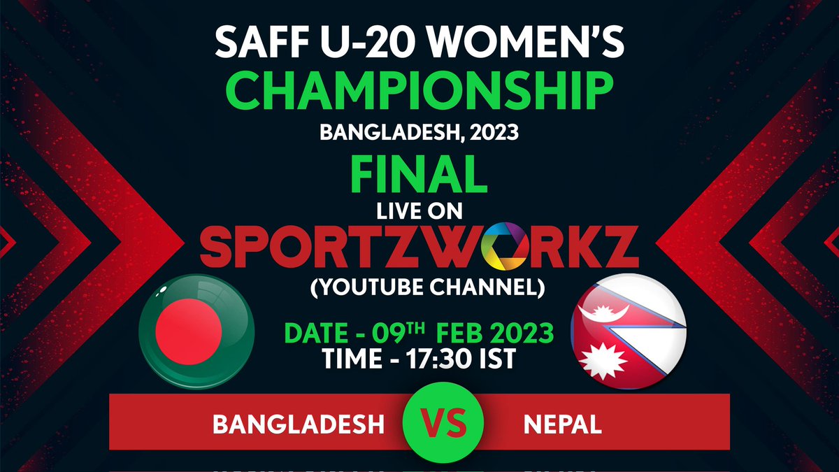 Watch live and exclusive of saff u-20 women's championship 2023 final on sportzworkz youtube channel

youtube.com/live/UQb2kB9-F…