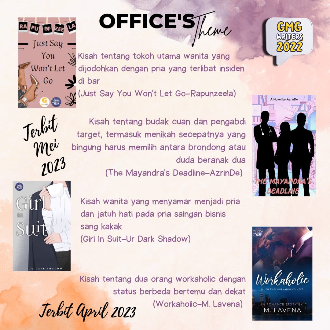 gmgwriters's tweet photo. PEKERJAAN

Just Say You Won't Let Go:
https://t.co/hOil7ksOxt

The Mayandra's Deadline:
https://t.co/VETnFgFcKD

Girl in Suit:
https://t.co/a9HkLdqtod

Workaholic:
https://t.co/5PXjPaJlM4 https://t.co/AZrOpGbx59