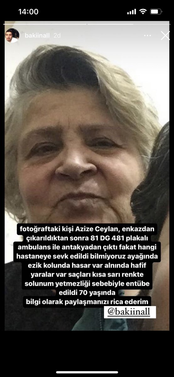 Arkadaşımızın babaanesi, bulamıyorlar <a href="/haluklevent/">Haluk Levent ( Ahbap Ekibi )</a> <a href="/ahbap_istanbul/">Ahbap İstanbul</a> <a href="/lordsinov/">Con Sinov</a> <a href="/SonGulyabani/">Mehmet Berk Yaltırık</a> <a href="/jeandpardaillan/">Emrah Safa Gürkan</a>