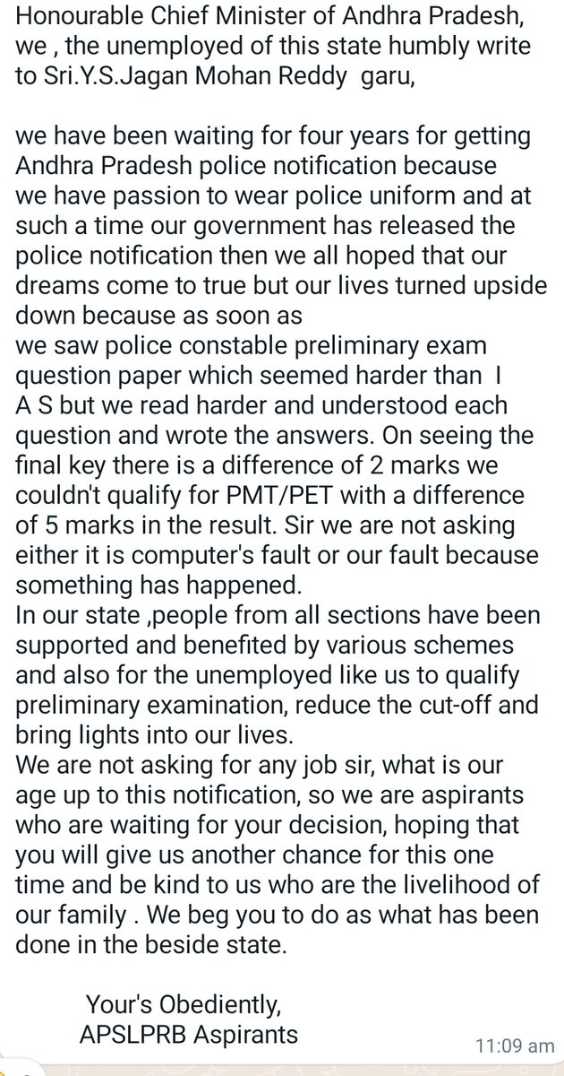 RamRameshProdu's tweet photo. Dear Respected Ap Cm Sir Ap కానిస్టేబుల్ ప్రిలిమ్స్ Cut off Marks 5% తగ్గించాలి 5 లక్షలు మంది పరీక్ష రాస్తే కేవలం 20%Pass ఆయారు 5%అర్హత మార్కులు తగిస్తే మరికొంత మందికి అవకాశం ఉంటుంది sir  #ApConstableCutoffLess
#ApPoliceconstablecutoffmarksLess 
@ysjagan @AndhraPradeshCM https://t.co/k5RajmMZ26