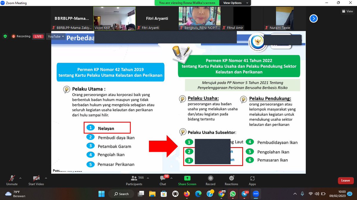 mama_zakiyah's tweet photo. Kamis (9/2/23) Mama Zakiyah Luhkan Kab.Manggarai Timur mengikuti vicon Sosialisasi Permen KP Nomor 41 Tahun 2022 Tentang Kartu KUSUKA
#GiatLuhkanSatminkalGONDOL #matim #luhlapor @RISET_GONDOL @puslatluhkp https://t.co/vj5HHpzNdO