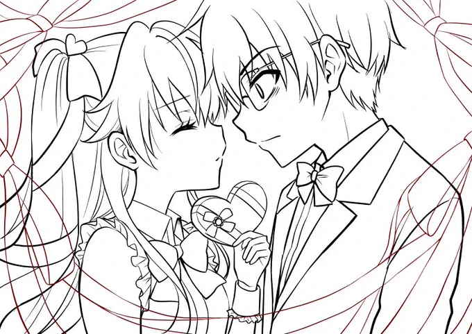 バレンタインなので甘いイラスト制作します🍫 