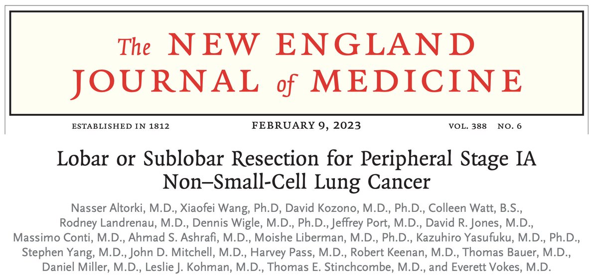 CALGB 140503 published today in NEJM is no doubt practice changing. 
Several important questions include:
1) Subgroup analysis of wedge vs segmentectomy
2) Analysis of specific segment performed (ie. all segmentectomies are likely not equivalent)
3) QOL and PROs