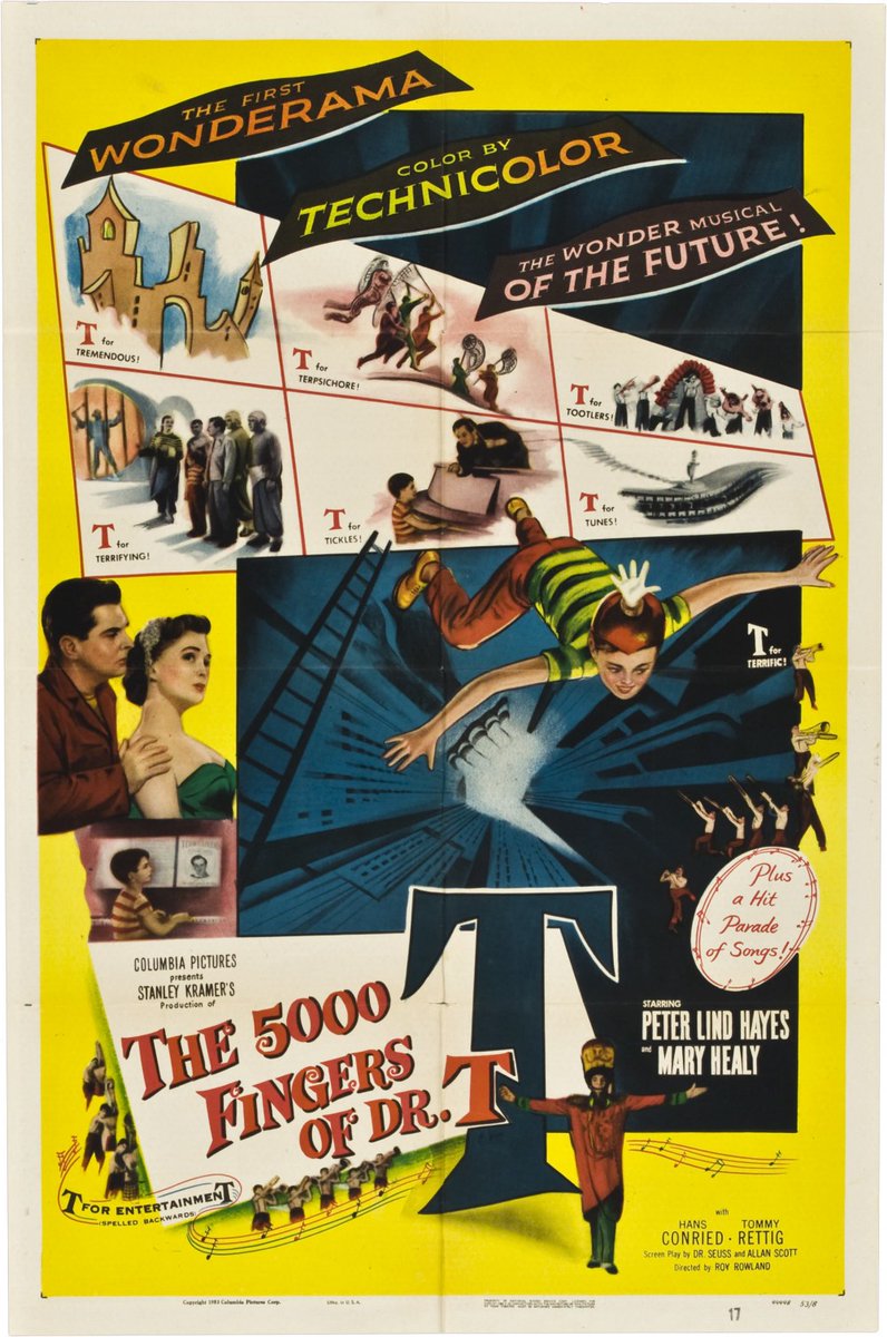 TCMComingUp's tweet photo. #ComingUpOnTCM
THE 5000 FINGERS OF DR. T (1953) #PeterLindHayes #MaryHealy #HansConreid #TommyRettig
Dir.: #RoyRowland 11:15 AM PT
A young boy dreams that his piano teacher is a supervillain out to rule the world.
1h 28m | #Musicals | TV-PG
#TCM #TCMParty #DrSeuss https://t.co/OHzYb36imt