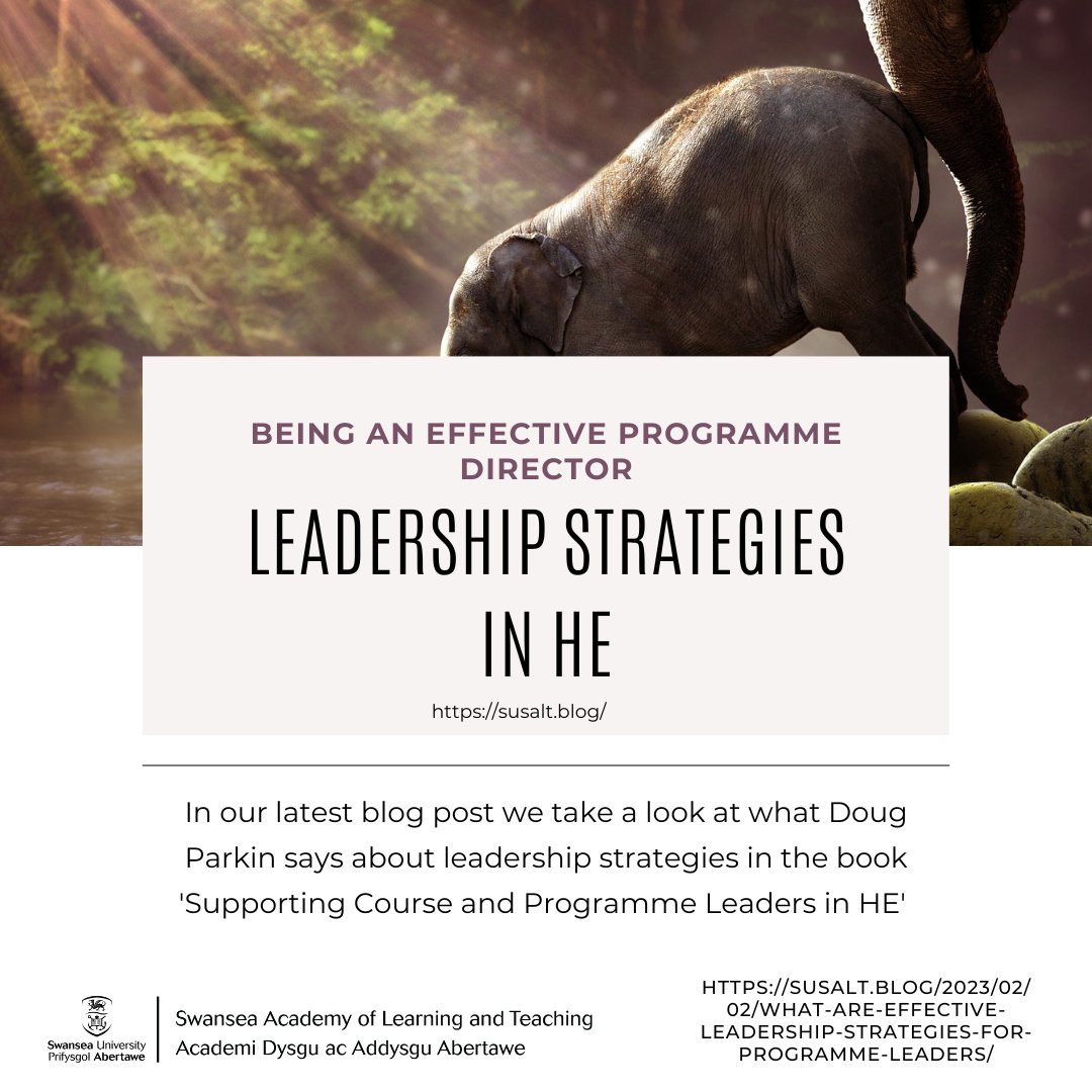 susaltteam's tweet photo. Are you a #ProgrammeDirector at Swansea University?
We're reviewing selected chapters from the edited book 'Supporting Course and Programme Leaders' and their relevance to our work to support you.
Read the first one on leadership strategies: https://t.co/mEUyfOCmRN https://t.co/FZevlrkJD9