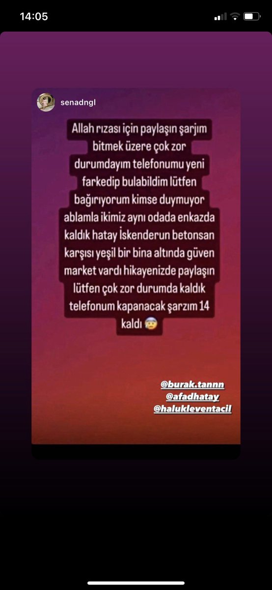 sedasd23's tweet photo. Acil yayın arkadaşlar! 
#AFADhatay #HalukLevent #halukleventacil #iskenderundeprem #depremden #hataydeprem @ekrem_imamoglu @AFADBaskanlik @haluklevent @ahbap @ahbapacil @HazalKaya110 @fatihportakal @FOXhaber @ShowTV @LeventUzumcu @mansuryavas06 @MerveBolIugur @handefrt @ececelk @ https://t.co/iv0s3Epjpf