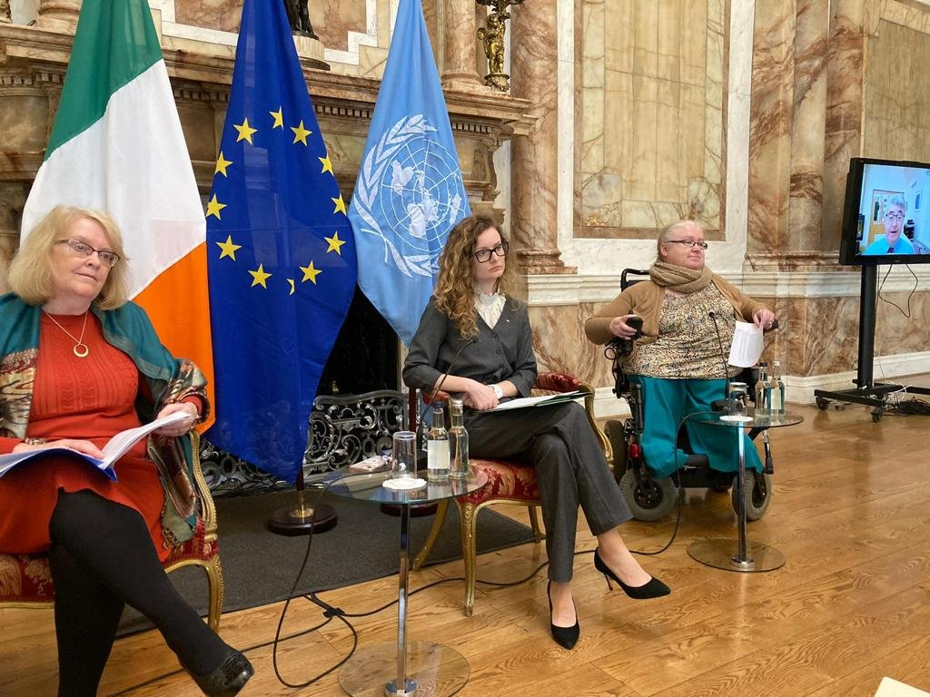 dfatirl's tweet photo. Thanks to @SR_Disability, @iri_tekuchova, @Mary_C_Keogh for discussing the inclusion of persons with disabilities in foreign policy. A thought-provoking conversation stressing the need to protect the rights of persons with disabilities in humanitarian and fragile environments. https://t.co/7D9FSaBG0J