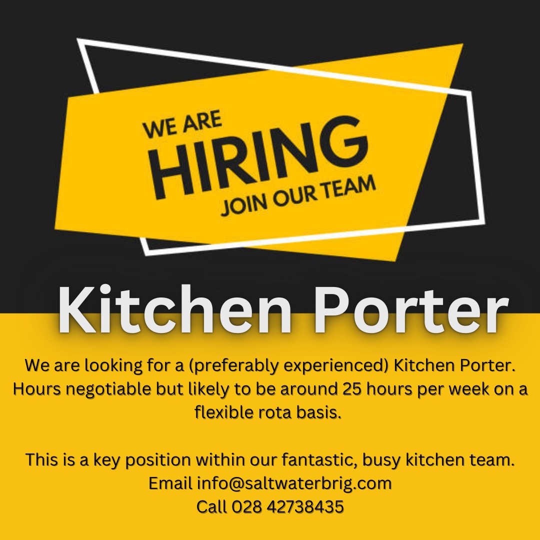 Good opportunity for an enthusiastic individual to join a great team in a key role. Email or call or pop in. #fyp #foryoupage #beergarden #topchefs #seatoplate #sustainableseafood #cosy #fieldtoplate #brigcommunity #visitstrangfordlough #ardspeninsula #keepitlocal