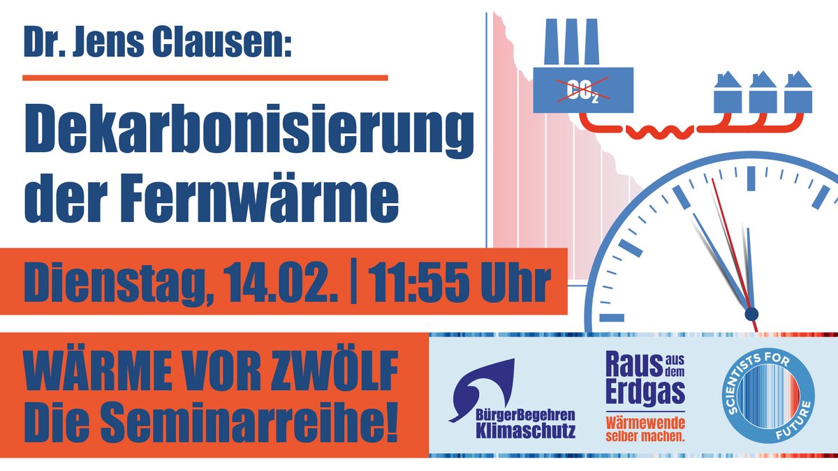 BürgerBegehren Klimaschutz e.V. (@bbk_2010) on Twitter photo #Fernwärme dekarbonisieren – aber wie?
Wir diskutieren es mit @borderclausen von den <a href="/sciforfuture/">Scientists for Future 🇩🇪 (stillgelegt)</a> !
🗓️Dienstag, 11:55 Uhr
💻Online in der Mittagspause
Wer ist dabei?
Anmeldung:
buerger-begehren-klimaschutz.de/dekarbonisieru…
#Wärmevor12 #Fernwärme dekarbonisieren – aber wie?
Wir diskutieren es mit @borderclausen von den <a href="/sciforfuture/">Scientists for Future 🇩🇪 (stillgelegt)</a> !
🗓️Dienstag, 11:55 Uhr
💻Online in der Mittagspause
Wer ist dabei?
Anmeldung:
buerger-begehren-klimaschutz.de/dekarbonisieru…
#Wärmevor12