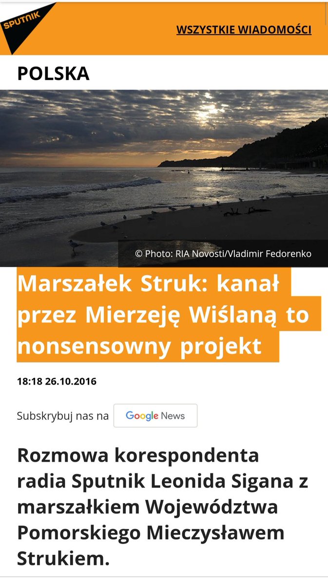 TurkawkaPL's tweet photo. Marszałek Struk #Struk  - wywiad w tubie Kremla, w Sputniku
"Kanał przez Mierzeję Wiślaną to nonsensowny projekt".  @Platforma_org @donaldtusk @NewsPlatforma
#putinpuppets https://t.co/PH05Hs3KPw