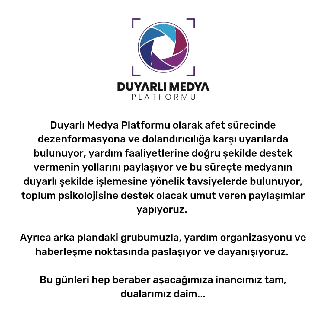 Bu günleri hep beraber aşacağımıza inancımız tam, dualarımız daim...

Duyarlı Medya Platformu'nu takip edebilirsiniz🔻 

instagram.com/duyarlimedya?i…