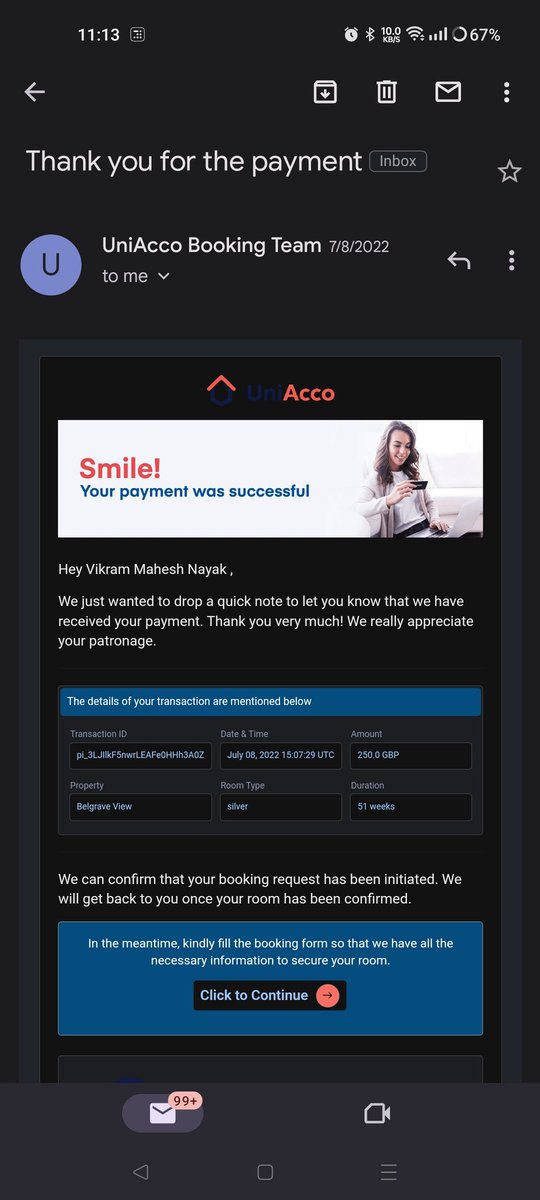 vickymnayak's tweet photo. @uniacco_  I had booked my accomodation through uni acco for September 22, and was told I would receive cashbacks , I was also asked to refer my flatmates for cashbacks as well, but after a point the representative has started ignoring me. It's been 4 months Please look into this https://t.co/noV0Mg2Za9