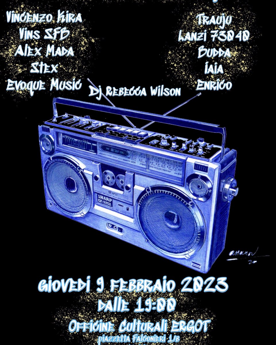 🔥 Oggi giovedì 9 febbraio dalle 19 il palco di Ergot si trasforma nelle "OFFICINE DEL RAP" il ghetto bluastre lo portiamo noi, le rime Vincenzo Kira, Vins SFD, Alex Maia, Stex, Evoque Music, Trauju, Lanzi 73040, Budda, Maia, Enrico, Rebecca Wilson ai controlli.
#lecce #rap