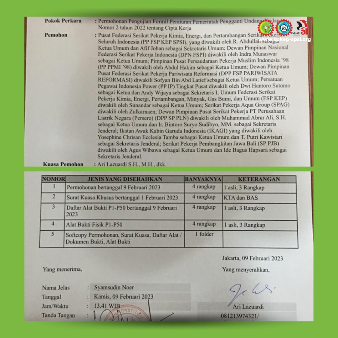 spkepspsi's tweet photo. GEKANAS serahkan Berkas JR Perppu Cipta Kerja No. 2 tahun 2022 di Mahkamah Konstitusi
#gekanas #keptv #spkepspsi #spsi #pekerja #ciptakerja #perppuciptakerja #PerppuCiptaKerja https://t.co/DHiYpyVPki