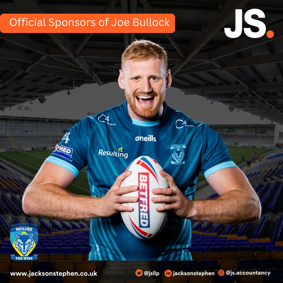 jsllp's tweet photo. We are delighted to announce that we are the official sponsor of @JoeBullock27 of @WarringtonRLFC this season! Joe plays as a prop forward for the Warrington Wolves &amp; we cannot wait to show our support for him &amp; the rest of the team this season. #warringtonwolves #rugbyleague https://t.co/mnQ50iBef5