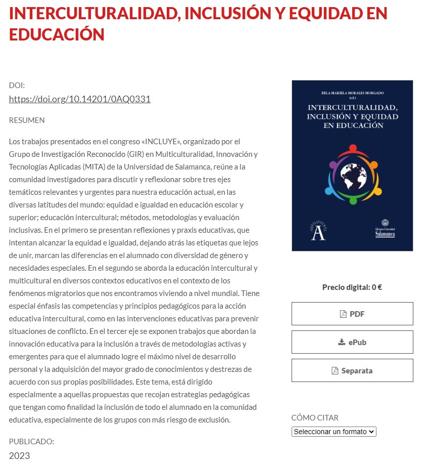 Feliz de ver publicado el libro del congreso INCLUYE al que fui invitada como Comité Científico 🥰 Gracias a la organización y a la Dra. Erla Mariela Morales Morgado por impulsar esta iniciativa tan importante eusal.es/eusal/catalog/… #usal #inclusion #universidad #congreso #libro