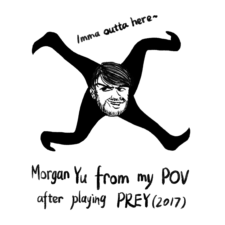 thepurpleguards's tweet photo. After Ray and I finished playing PREY(2017) during the holiday, this stuff just jumped into my mind
P1: My doodle
P2: Original meme (The words here mean: Running Away)
#Prey #Prey2017 #morganyu #PreyGame #meme https://t.co/6nhY1Lxtby