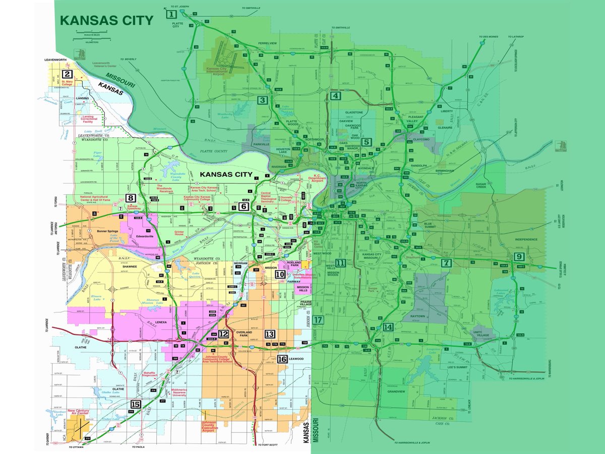 beatmastermatt's tweet photo. Here's a map of the Kansas City metropolitan area. In green is where marijuana is now legal. The area not in green (the Kansas side) is where people will consume marijuana that they bought from Missouri. https://t.co/eSy3lcnCeo