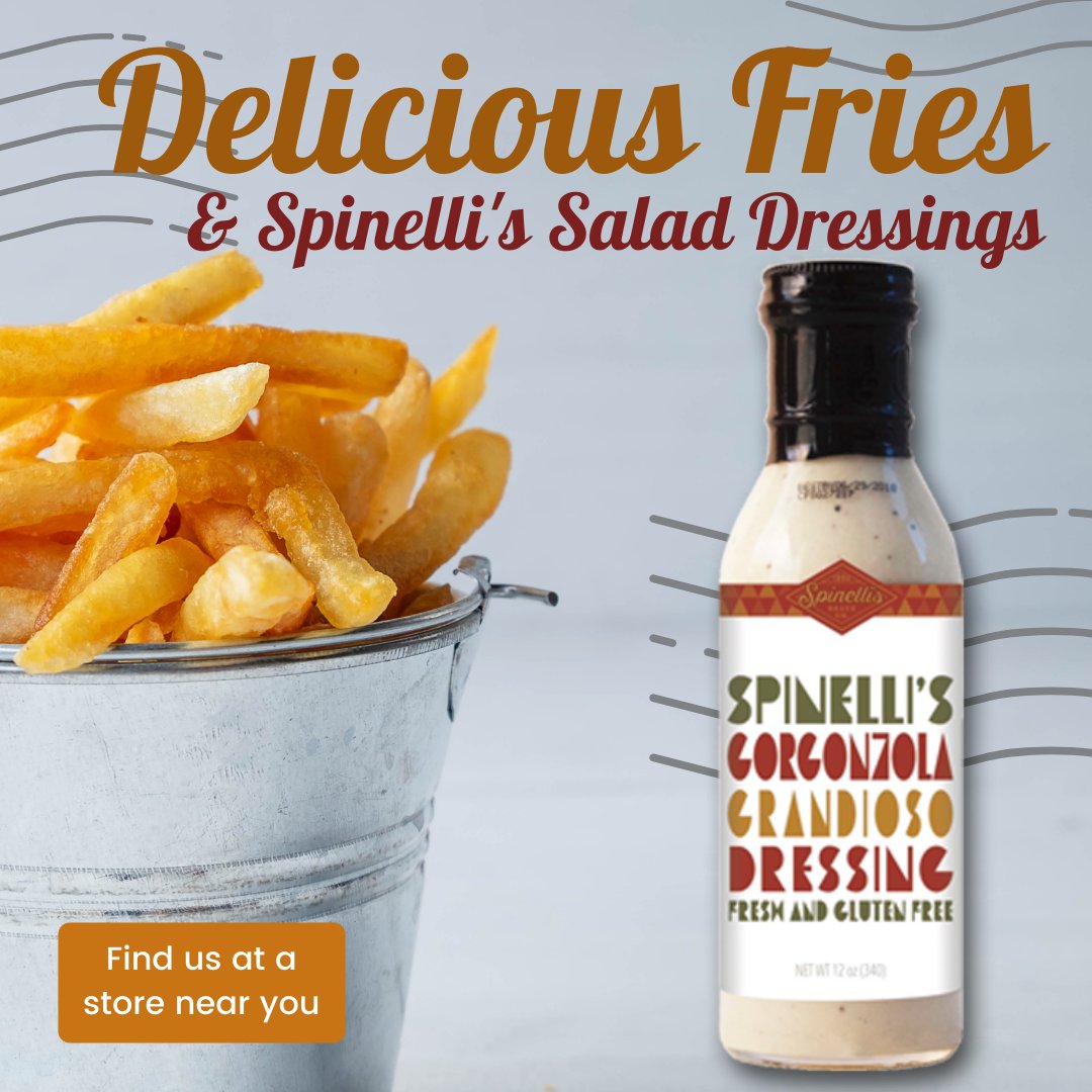 SpinellisSauce's tweet image. Spinelli&apos;s Gorgonzola Dressing ROCKS as a dip for fries! Try it this weekend during the big game! 🏈

Find our sauces on Amazon at: ow.ly/JbsU50EELUB
Website: ow.ly/SCKn50EELUz
Find our dressings at a store near you!

#Spinellis #Salads #SaladDressing