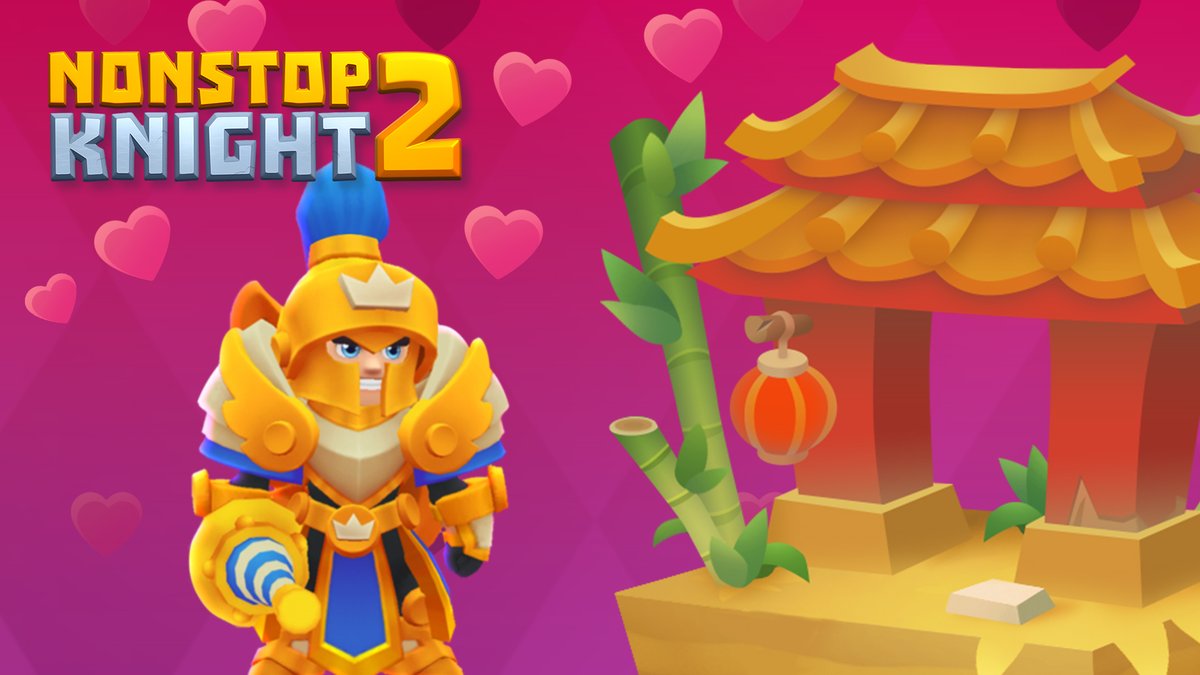 On February 14th, you can play the 'Love &amp; Hate' Carnival in the new update for Nonstop Knight 2. Hunt down charmed enemies for top prizes. This new version will also have a brand new weapon to discover and unleash. More details soon!