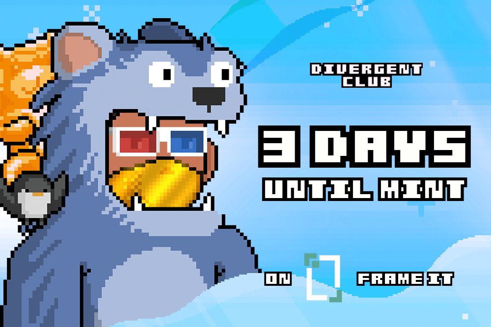 DivergentClub_'s tweet photo. 3 DAYS AWAY FROM MINT DAY 📣

Join our Discord to get your 𝐰𝐡𝐢𝐭𝐞𝐥𝐢𝐬𝐭 before it's too late &amp; have all the latest news :

https://t.co/D9ljDaF084 

Mint will be on Frame It with only 15 unique 1/1 total, will you mint one ?

#MultiversX $EGLD #ElrondNFT #MultiversXNFT https://t.co/j44PbYI6hO