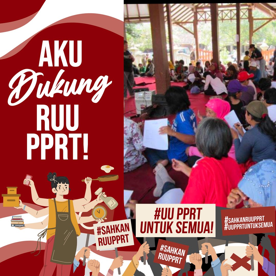 Rakyat Indonesia terus menantikan jaminan pelindungan bagi PRT dan Pemberi Kerja.

Mari perkuat dukungan bersama agar DPR RI segera mensahkan RUU Pelindungan Pekerja Rumah Tangga (PPRT)

#AkuDukungRUUPPRT
 #SahkanRUUPPRT 
#UUPPRTUntukSemua