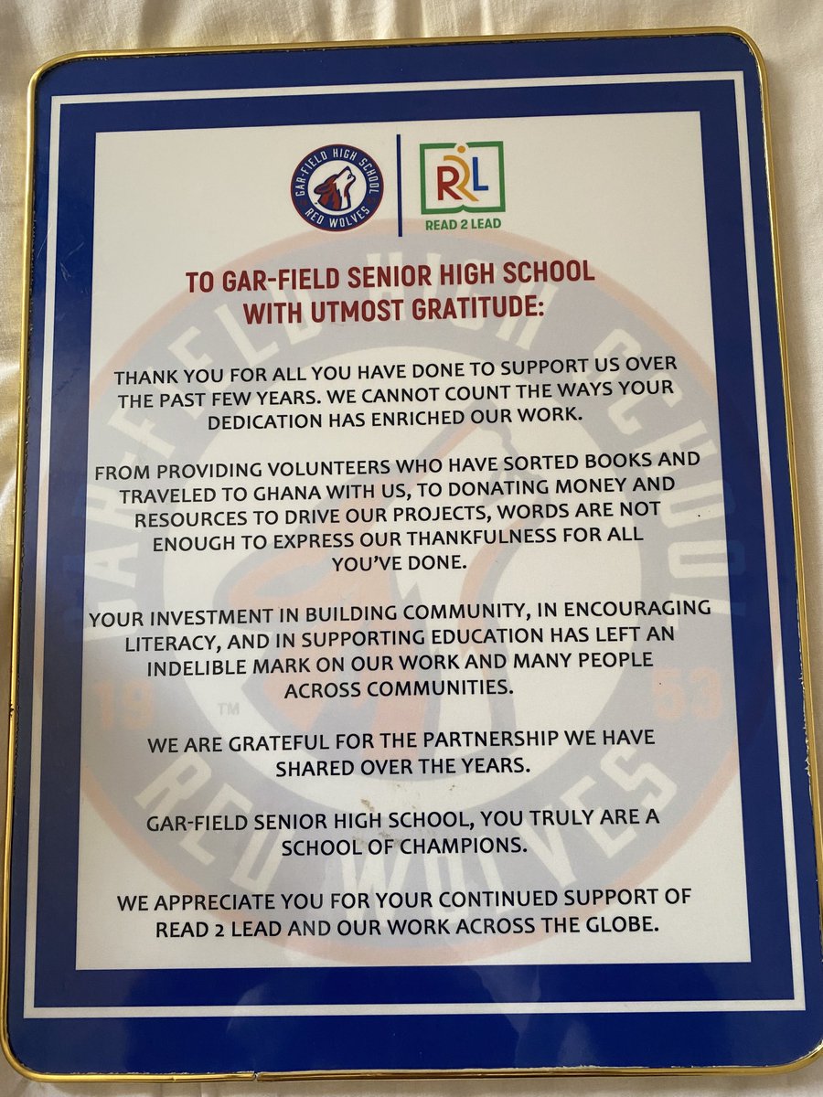 IBatGFcom's tweet photo. Citation awarded to @Gar_Field_HS from Read2Lead at the ceremony for the Kotei Library grand opening! #service2others @PWCSNews @GarFieldLibrary https://t.co/dcRQwEYKbx