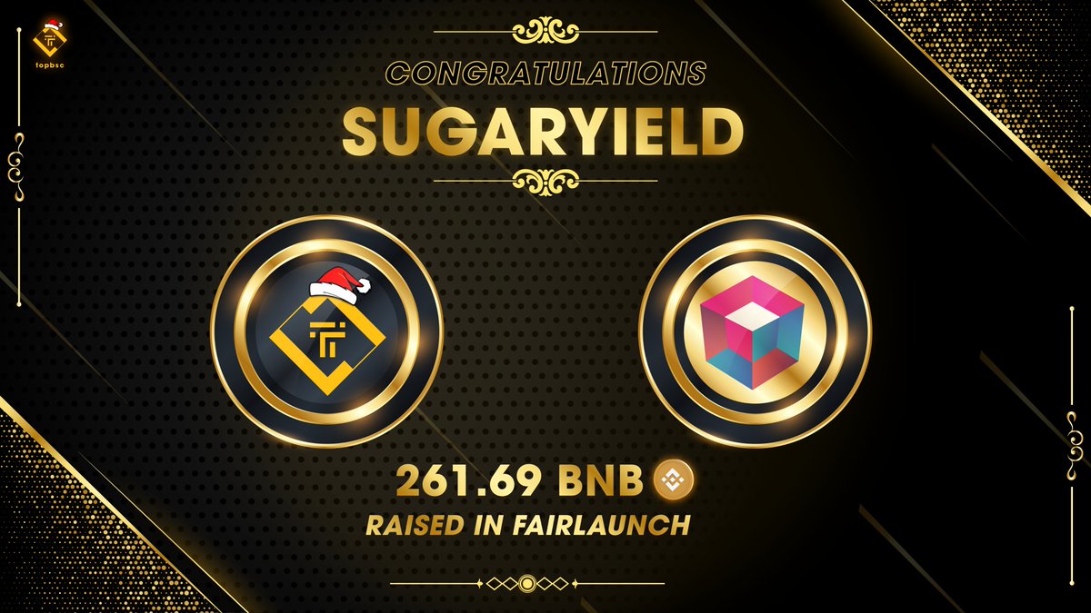 ๐ถ TOP BSC ๐ถ (@topbsc) on Twitter photo Congratulations <a href="/SugarYield/">SugarYield.com ยฎ | MobileApp is Live on Play store</a>๐ฅ
You guys have concluded a very successful Fairlaunch๐
Hitting 261.69 BNB Raised In Fairlaunch. โ
Hopefullly 10x on PCS listing! ๐
PCS listing Today 14:00 UTC ๐
Trade : pancakeswap.finance/swap?outputCurโฆ
Good Luck For Future. ๐
#topbsc #BSC #Binance Congratulations <a href="/SugarYield/">SugarYield.com ยฎ | MobileApp is Live on Play store</a>๐ฅ
You guys have concluded a very successful Fairlaunch๐
Hitting 261.69 BNB Raised In Fairlaunch. โ
Hopefullly 10x on PCS listing! ๐
PCS listing Today 14:00 UTC ๐
Trade : pancakeswap.finance/swap?outputCurโฆ
Good Luck For Future. ๐
#topbsc #BSC #Binance