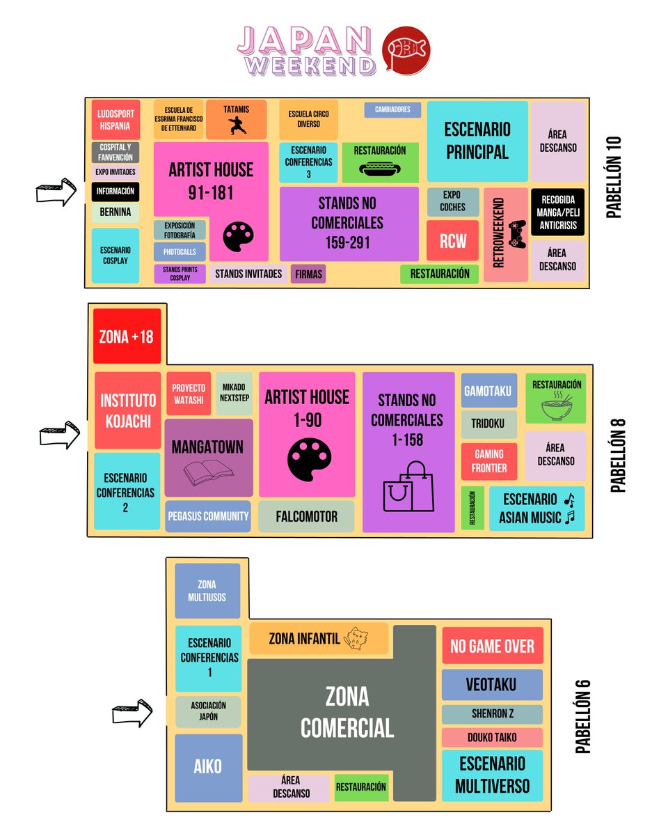 ¡Ya podéis encontrar el plano del evento en nuestra página web! 🙌

japanweekend.com/madrid/plano/

No os perdáis ninguna de nuestras actividades, tenéis el horario completo de concursos, firmas, actividades y mucho más también en nuestra web. ¡Nos vemos el finde gente! 💞
